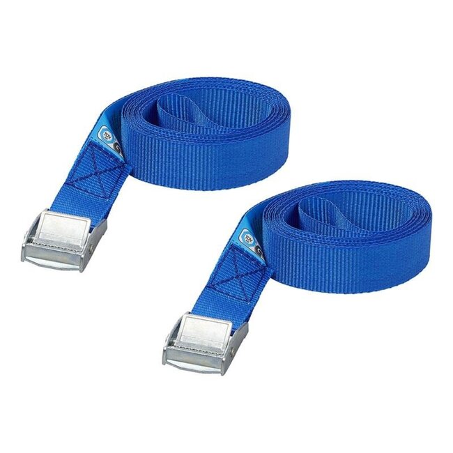 ProPlus Spanband met snelsluiting - 25 mm breed - 2,5 meter lang - set van 2 - blauw