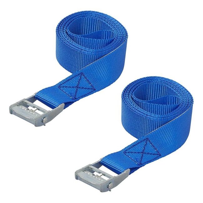 ProPlus Spanband met snelsluiting - 25 mm breed - 2,5 meter lang - set van 2 - blauw