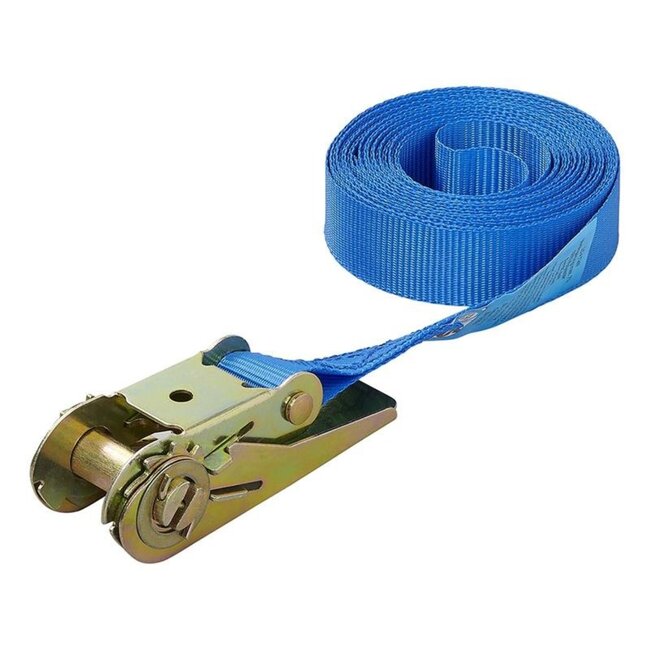 ProPlus Spanband met ratel - Blauw - 25 mm breed - 5 meter lang - Max. belasting 500 kg