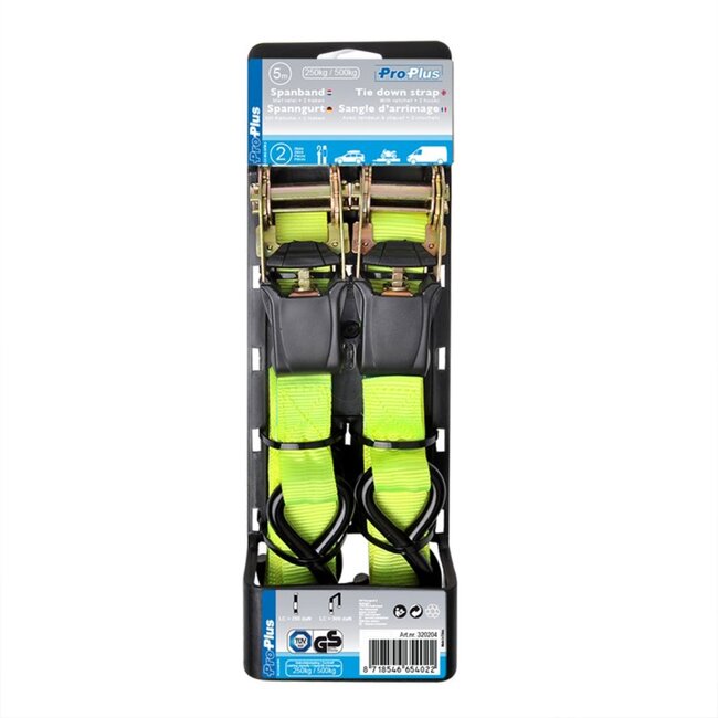 ProPlus Spanband met ratel - 5 meter - 25 mm breed - set van 2 - groen