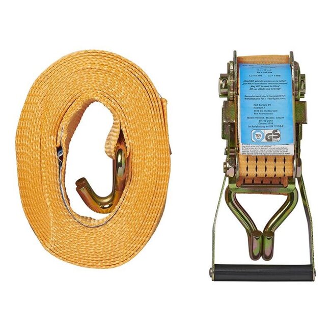 ProPlus Spanband met ratel - 2 haken - 8 meter - 2500 kg belasting - Oranje