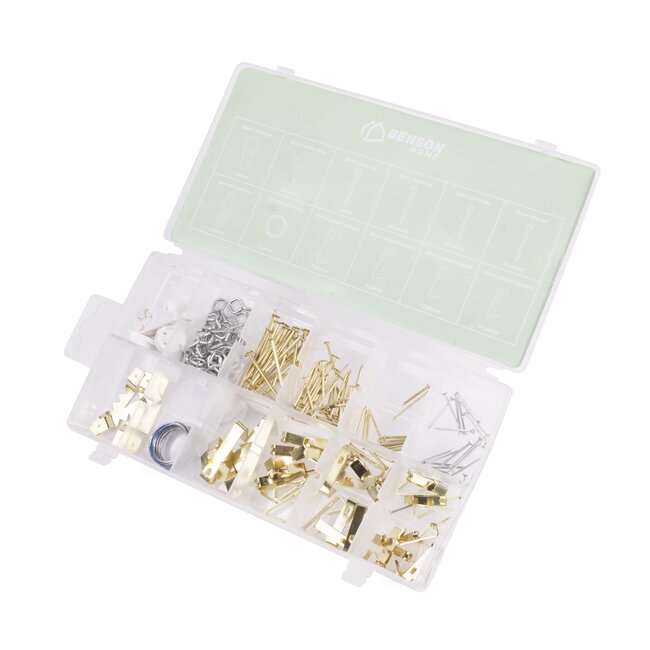 Benson Ophanghaken set - 180-delig - Inclusief fotohangers en koepelspijkers - Assortiment box