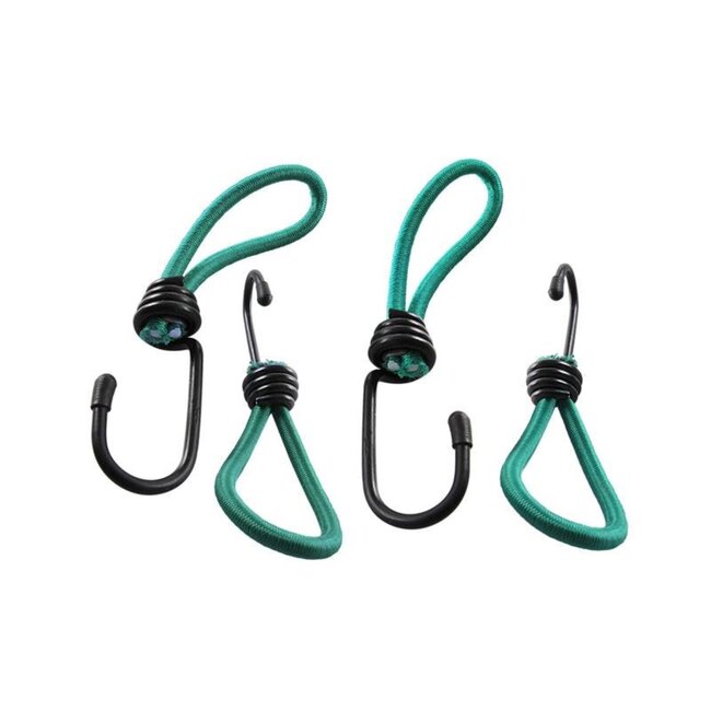 ProPlus Haak met elastische lus - 14 cm - 4 stuks - groen - ideaal voor aanhangernet en tent