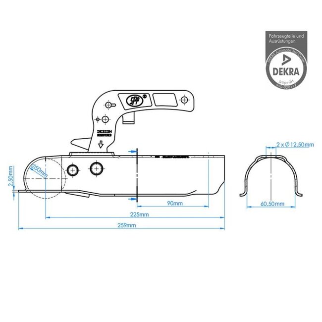 ProPlus Ronde kogelkoppeling - verzinkt staal - 60 mm diameter - 750 kg capaciteit