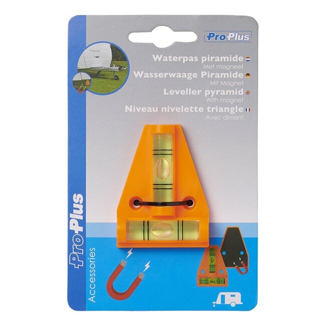 ProPlus Waterpas pyramide met magneet - Dubbele waterpas - 58 x 44 mm - Voor caravan en camper