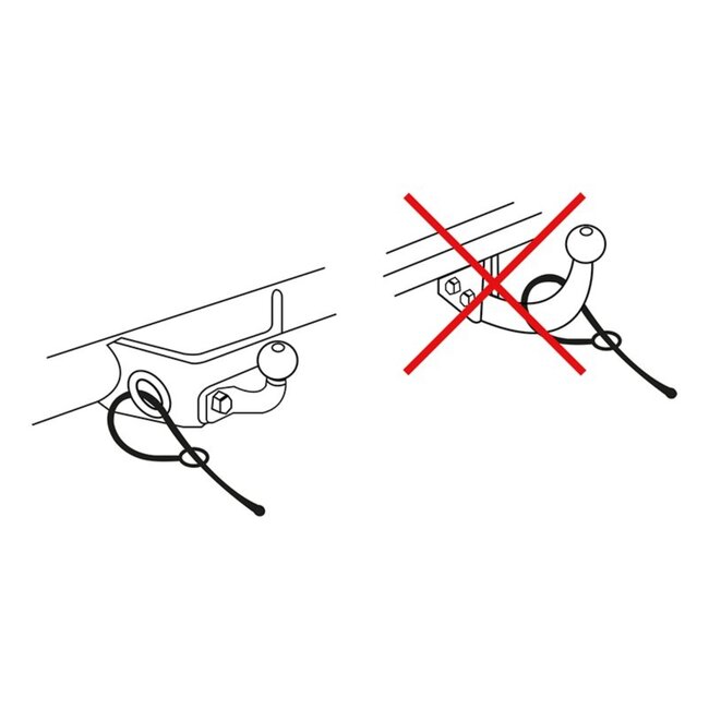 ProPlus Breekkabel met knijphaak - staal - 1 meter - rood - voor geremde aanhangwagens