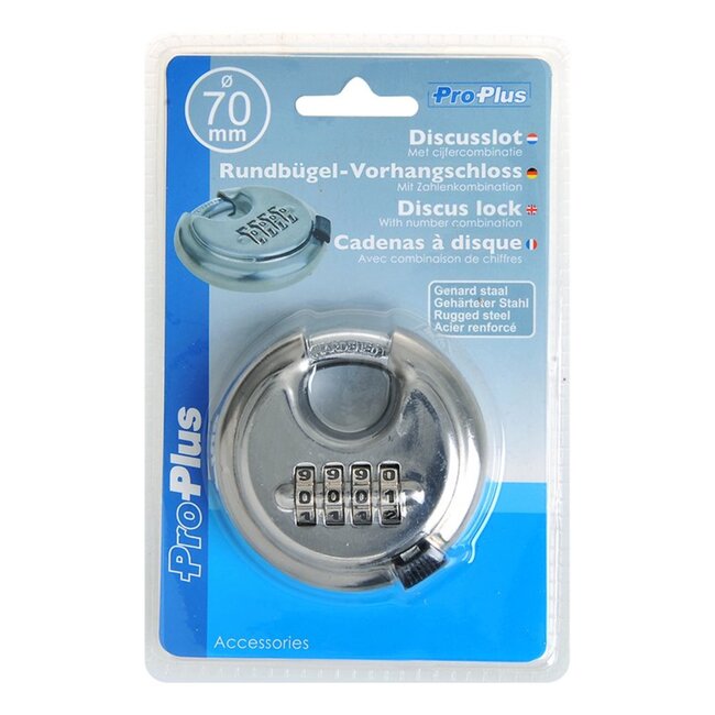 ProPlus Rond discusslot - 4-cijfercombinatie - gehard staal - Ø 70 mm