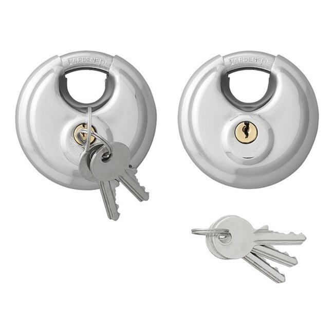 ProPlus Rond discusslot - gehard staal - 70 mm - zilver - inclusief 3 sleutels