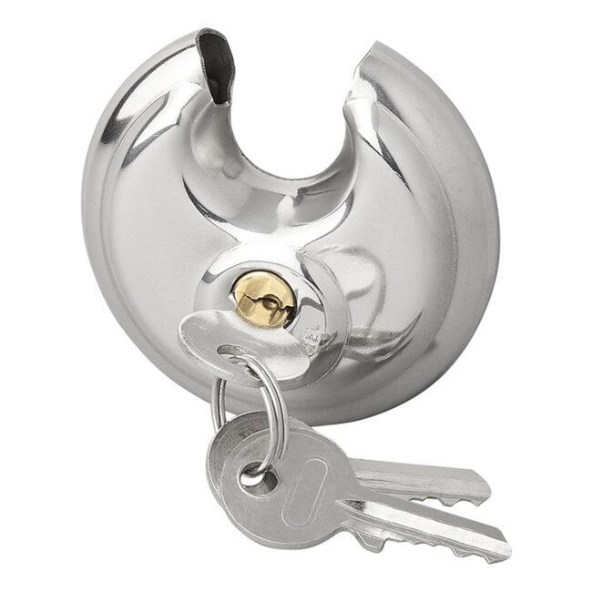 ProPlus Rond discusslot - gehard staal - 70 mm - zilver - inclusief 3 sleutels