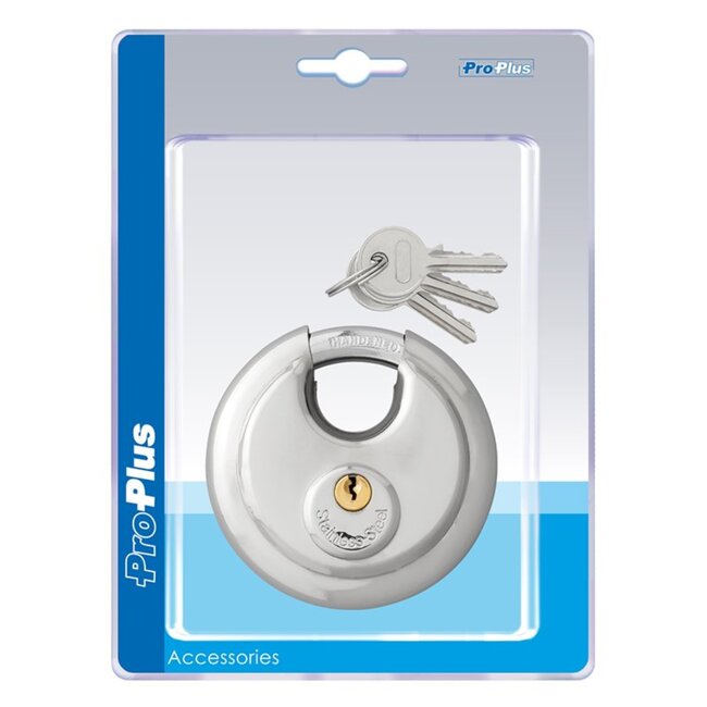 ProPlus Rond discusslot - gehard staal - Ø 90 mm - inclusief 2 sleutels