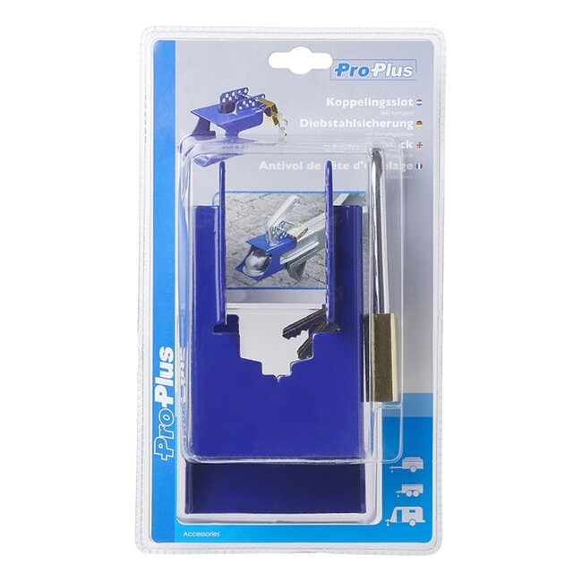 ProPlus Koppelingsslot met hangslot - diefstalpreventie - eenvoudig te monteren - blauw - inclusief 3 sleutels