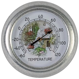Talen Tools Analoog Ronde Thermometer - Metaal - 25 cm - Binnen en Buiten Talen Tools Analoog Ronde Thermometer - Metaal - 25 cm - Binnen en Buiten