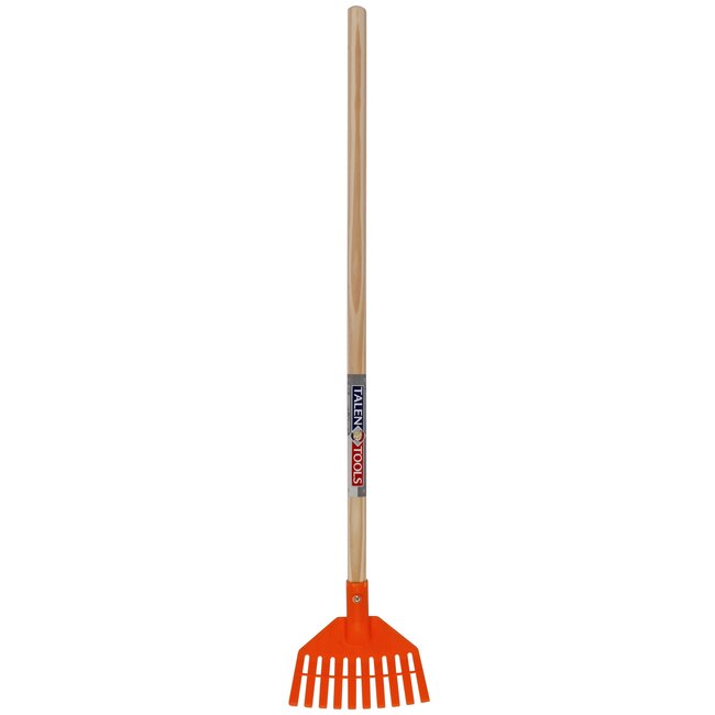 Talen Tools Mini-Gazonhark voor Kinderen - Kunststof - FSC Hout - 75 cm Steel - 17,5 x 12 cm