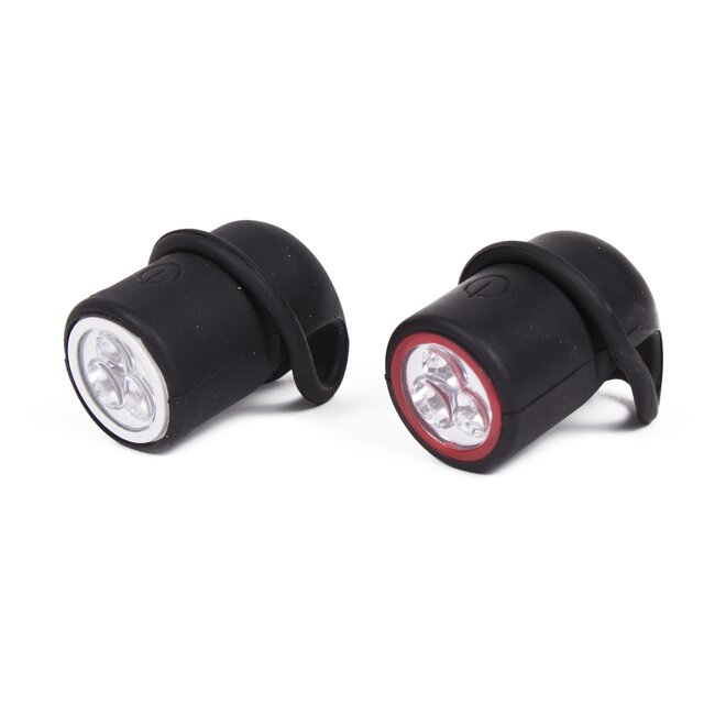 Benson LED fietslamp set - waterdicht silicone - rood/wit - 2 stuks