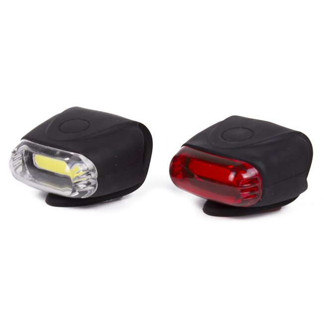 Benson LED fietslamp set - siliconen - waterdicht - 12 chips - rood/wit - 2 stuks