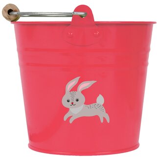 Talen Tools Kinderemmer - Rode Metalen Emmer met Konijn Afbeelding