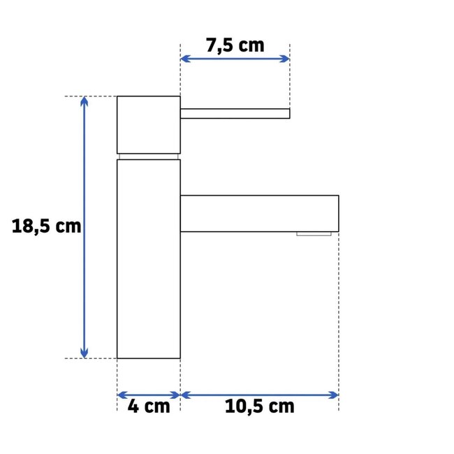 REA Laag model wastafelkraan - mat zwart - modern design - messing - 180 mm hoog