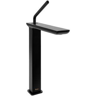 REA Hoog model wastafelkraan - mat zwart - modern design - messing - 355 mm hoogte