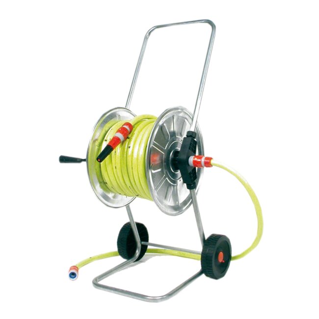 Talen Tools Haspel – Volledig Verzinkt – 25 Meter 5/8" Gele Tuinslang met 3/4" Koppelingen