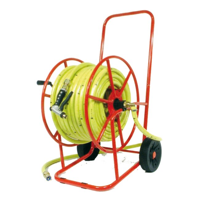 Talen Tools Professionele Haspel – 50 Meter 3/4" Gele No Twist Tuinslang en Messing Koppelingen