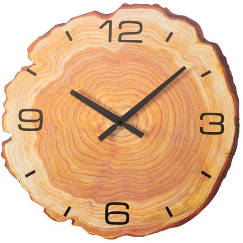 REA Boomstam Blad Wandklok - Modern - Ø 40 cm - Houtlook REA Boomstam Blad Wandklok - Modern - Ø 40 cm - Houtlook