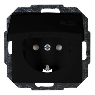 Kopp Wandcontactdoos met deksel - randaarde - mat zwart - 1-voudig - kinderbeveiliging Kopp Wandcontactdoos met deksel - randaarde - mat zwart - 1-voudig - kinderbeveiliging