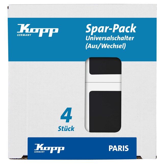 Kopp Wisselschakelaar - 1-voudig - Mat zwart - 4 stuks - Duurzaam thermoplast