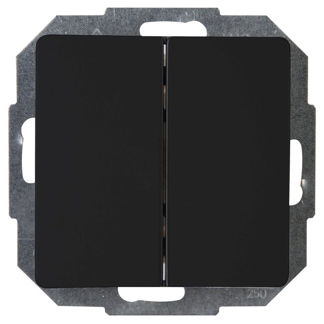 Kopp Serieschakelaar - Dubbele Knoppen - Mat Zwart - Thermoplast - IP20