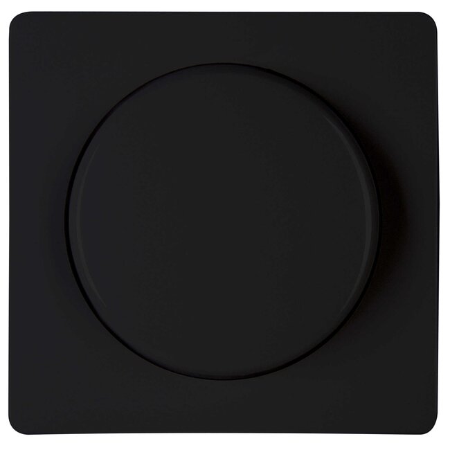Kopp Dimmerplaat - 1 Knop - Mat Zwart - Thermoplast - 70x70x10 mm