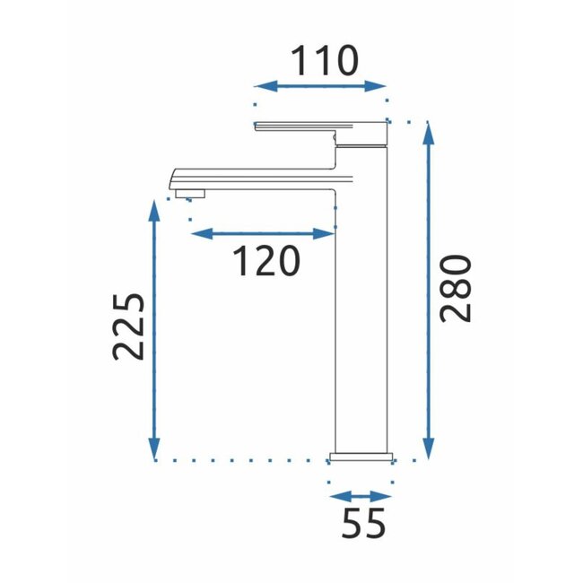 REA Hoog model wastafelkraan - mat zwart - eengreeps - messing - 280 mm hoogte