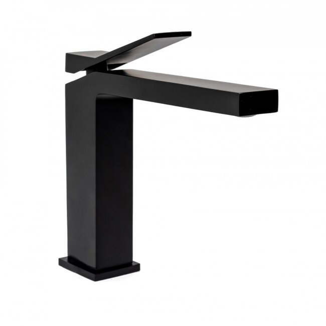 REA Wastafelkraan - Laag Model - Mat Zwart - Eengreeps - Messing - 155 mm Hoogte