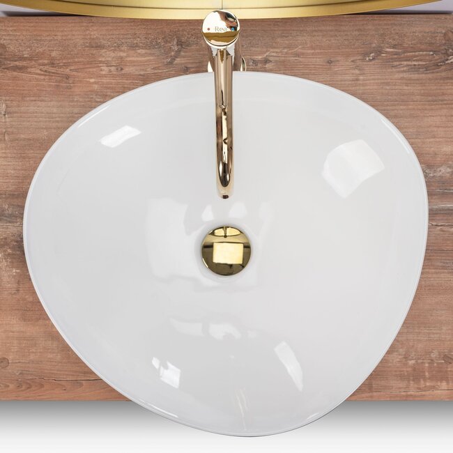 REA Ovale opzetwastafel - keramiek - glans wit - 43x47x14.5 cm - antibacterieel