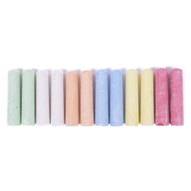 Benson Kleurrijke stoepkrijt set - 12 stuks - Inclusief handig emmertje