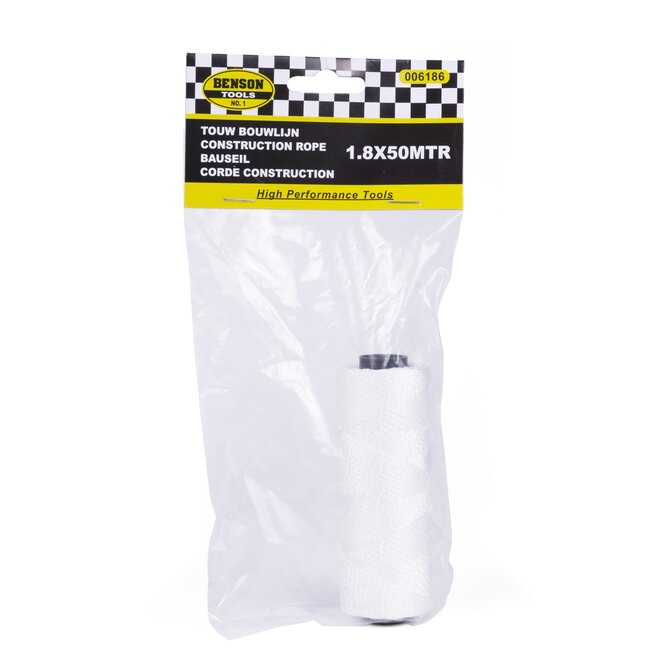 Benson Bouwlijn touw - 1,8 mm dikte - 50 meter lengte - wit - hoge treksterkte