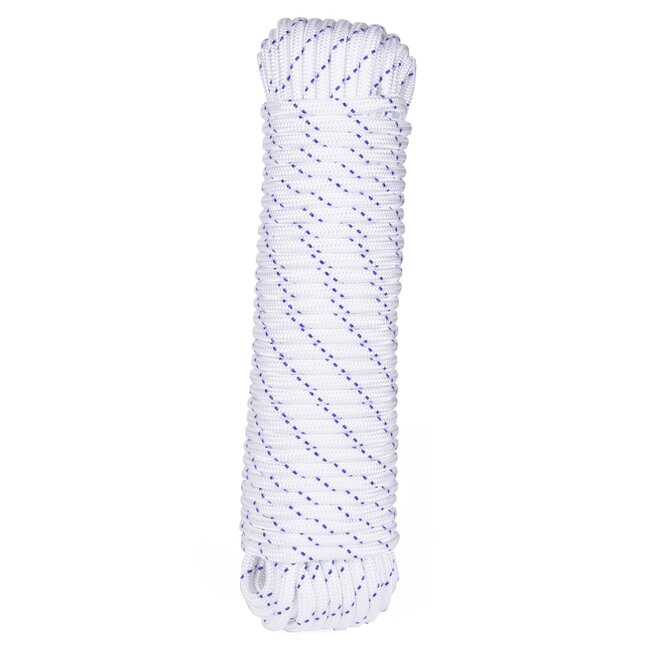 Benson Veelzijdig polypropyleen touw - 8 mm - 30 meter - wit met blauwe lijn
