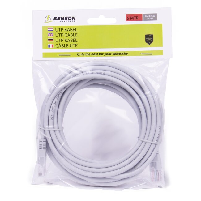 Benson Internetkabel - UTP CAT5E - 5 meter - RJ45 - Grijs