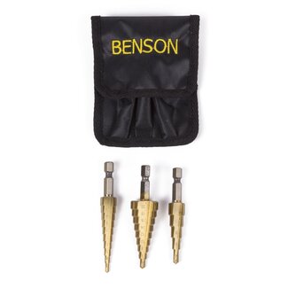Benson Stappenboor Set - HSS - Titanium - 3 delig - 1 x 4 - 12 mm - 1 x 4 - 20 mm - 1 x 3 - 12 mm