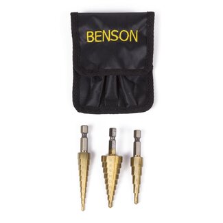 Benson Stappenboor set - HSS titanium - 3 delig - 4-20 mm, 4-12 mm, 3-12 mm