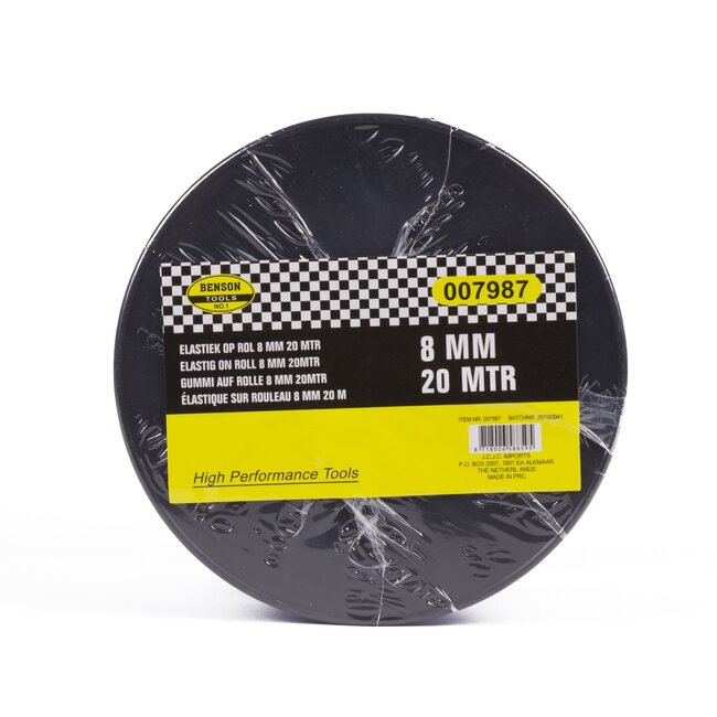 Benson Elastiek op rol - 20 meter - 8 mm - weerbestendig - blauw/geel