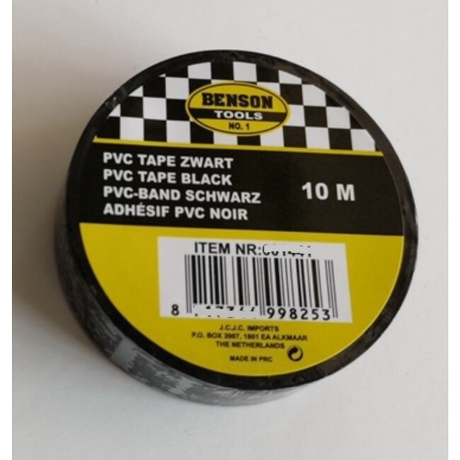 Benson Isolatietape - Zelfklevend - 10 meter - Zwart - 18 mm breed