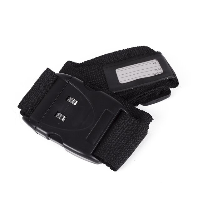 Benson Kofferspanband met cijferslot - 5 cm breed - 183 cm lang - zwart - nylon materiaal