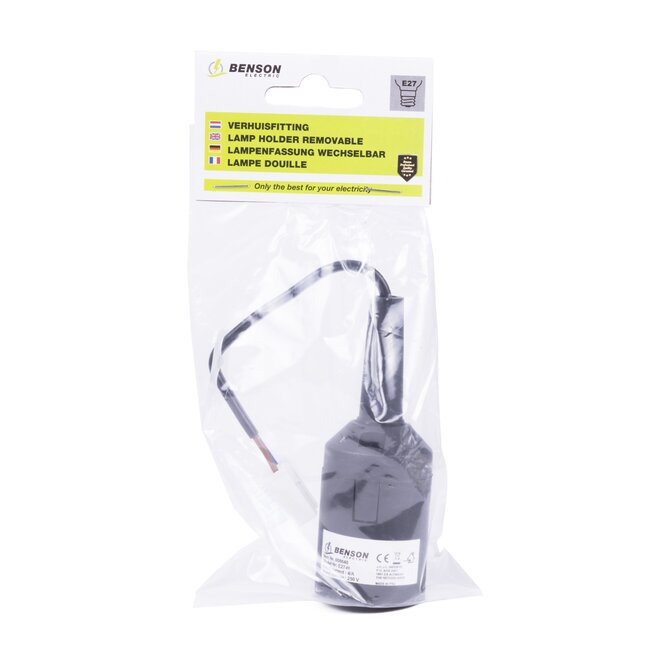 Benson Verhuisfitting E27 - Zwart - Tijdelijke Verlichting - Max 60W