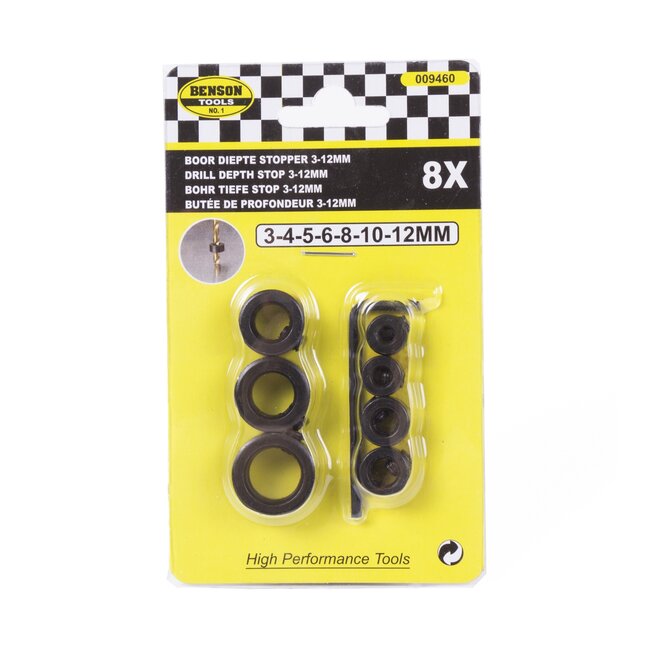 Benson Diepteaanslag ringen - traploos instelbaar - set van 8 - inclusief inbussleutel