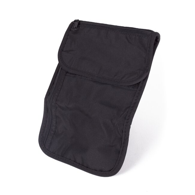 Benson Reisportemonnee - Halsportemonnee - Zwart - Compact - Verstelbare riem - 17 × 14 cm
