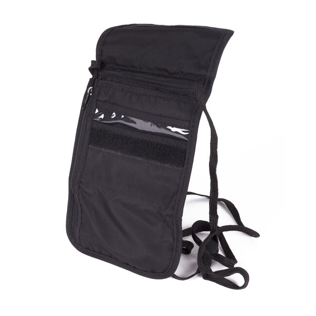 Benson Reisportemonnee - Halsportemonnee - Zwart - Compact - Verstelbare riem - 17 × 14 cm