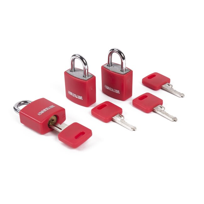 Stahlex Gekleurde aluminium hangsloten - gelijksluitend - 20 mm - 3 stuks