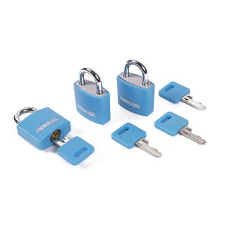 Stahlex Kleurrijk aluminium hangslot - 30 mm - gelijksluitend - set van 3