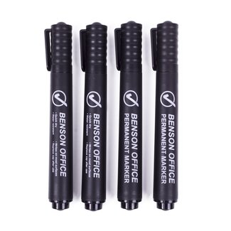 Benson Watervaste permanent markers - zwart - 4 stuks - veelzijdig en duurzaam