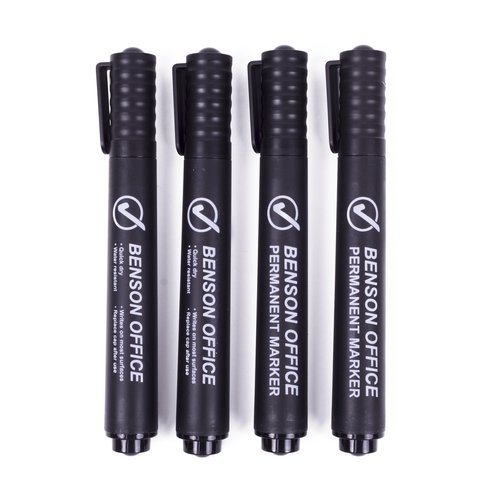 Benson Watervaste Permanent Markers Zwart - 4 stuks Benson Watervaste Permanent Markers Zwart - 4 stuks