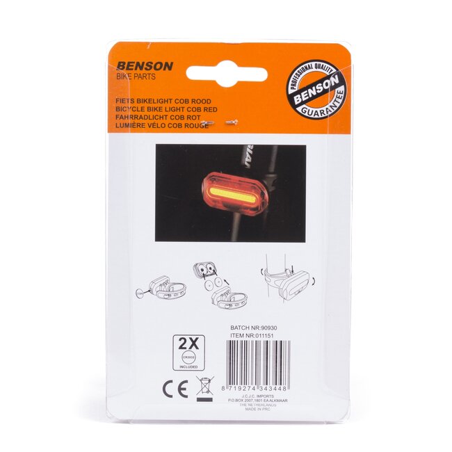 Benson Compact fiets achterlicht - 15 COB LED's - rood - knipperend - zijzichtbaarheid